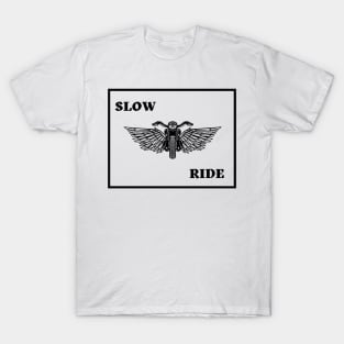 White Black Minimalist Slow Ride Biker T-Shirt